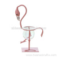 Table Decor Metal Pink Flamingo Glass Planter Pot